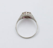 Load image into Gallery viewer, Art Deco 18K White Gold Pink Sapphire Filigree Ring Band, Engagement Ring