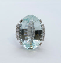 Load image into Gallery viewer, Vintage Aquamarine Diamonds 14K White Gold Ring