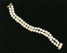 Load image into Gallery viewer, Vintage 18K Yellow Gold Pearl Diamond Bracelet