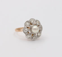 Load image into Gallery viewer, Edwardian Old European Diamonds Natural Pearl Platinum 18K YG Ring