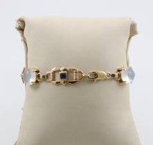 Load image into Gallery viewer, Vintage 14K Yellow Gold Moonstone & Sapphire Bracelet.