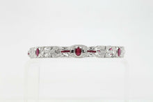 Load image into Gallery viewer, Vintage Ladies Diamonds Rubies 14K White Gold Bracelet