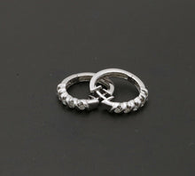 Load image into Gallery viewer, Classic Petite 14K White Gold Diamond Huggie Earrings