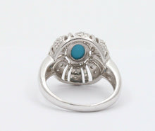 Load image into Gallery viewer, Vintage 14K White Gold Turquoise Diamond Cocktail Ring