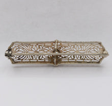Load image into Gallery viewer, Art Deco 14K White Gold Diamond Bar Pin Brooch