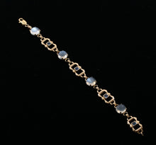 Load image into Gallery viewer, Vintage 14K Yellow Gold Moonstone & Sapphire Bracelet.