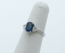 Load image into Gallery viewer, Vintage Ladies Blue Sapphire Diamonds Platinum Ring