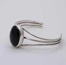 Load image into Gallery viewer, Vintage Onyx 925 Sterling Silver Bangle Cuff Bracelet