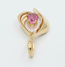 Load image into Gallery viewer, 14K Musical Note Pink Topaz Diamond Pendant
