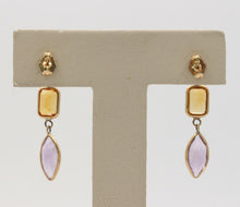 Load image into Gallery viewer, Fun 14K Yellow Gold Multi Color Quartz Hanging Earrings