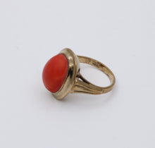 Load image into Gallery viewer, Antique Art Deco 9K Yellow Gold Coral Ring, Cocktail Ring.