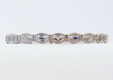Load image into Gallery viewer, Art Deco Ladies 14K White Gold Diamond Sapphires Bracelet