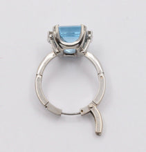 Load image into Gallery viewer, Vintage Natural Aquamarine Diamonds 14K White Gold Expandable Ring