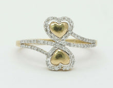 Load image into Gallery viewer, Vintage 10K Double Heart Diamond Ring