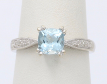 Load image into Gallery viewer, Classic 14K White Gold Aquamarine Ring, Engagement Ring