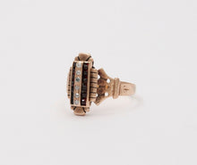 Load image into Gallery viewer, Art Deco Diamonds Garnets 14K Rose Gold Ring