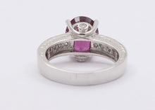 Load image into Gallery viewer, Large Cocktail Rhodolite Garnet Diamonds 14K White Gold Ring