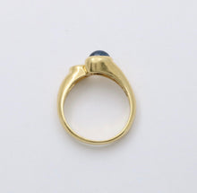 Load image into Gallery viewer, Vintage 18K Yellow Gold Diamond and Sapphire Bypass Ring