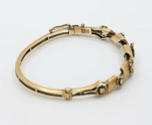 Load image into Gallery viewer, Vintage 14K Yellow Gold Floral Swirl Diamond Bangle