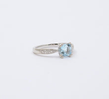 Load image into Gallery viewer, Classic 14K White Gold Aquamarine Ring, Engagement Ring