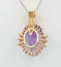 Load image into Gallery viewer, Vintage Ladies Amethyst Diamonds 14K Yellow Gold Pendant