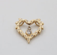 Load image into Gallery viewer, Vintage Heart Diamonds 14K Yellow Gold Pendant