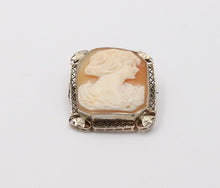 Load image into Gallery viewer, Victorian Adorable Carved Shell Cameo Woman's Portrait Filigree Brooch, Pin. Pen