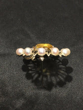 Load image into Gallery viewer, Vintage 18K Brooch Citrine Diamonds Pearls