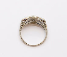 Load image into Gallery viewer, Art Deco 18K White Gold Diamond & Synthetic Sapphire Ring