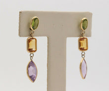 Load image into Gallery viewer, Fun 14K Yellow Gold Multi Color Quartz Hanging Earrings