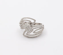 Load image into Gallery viewer, Mid Century 18K White Gold Diamond Bypass Ring, Engagement Ring
