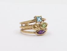 Load image into Gallery viewer, Vintage 10K Yellow Gold Multi Color Gem Stones Ring