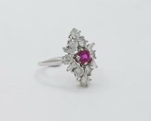 Load image into Gallery viewer, Vintage 14K White Gold Ruby Diamond Alternative Engagement Ring