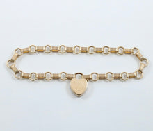 Load image into Gallery viewer, Antique 12K Yellow Gold Heart Padlock Bracelet