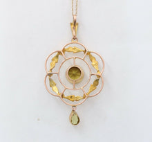 Load image into Gallery viewer, Art Nouveau Peridot Seed Pearls 9 Carat Pendant