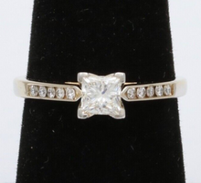 Load image into Gallery viewer, Vintage 18K Gold Princess Cut Diamond 18K WG Platinum Engagement Ring Band