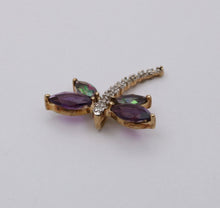 Load image into Gallery viewer, Vintage 10K Yellow Gold Dragonfly Diamond Pendant, Necklace