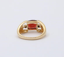 Load image into Gallery viewer, Vintage 14K Yellow Gold Garnet And Diamond Ring Band. Cocktail Ring