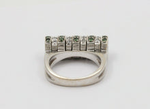 Load image into Gallery viewer, Sonia B 18K White Gold Interactive Diamonds and Green Garnet Movable Ring Band.
