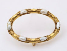 Load image into Gallery viewer, Victorian Etruscan Revival 14K Yellow Gold Baroque Pearl Oval Brooch Pin