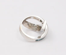 Load image into Gallery viewer, Cool Unisex Geometric Diamonds White Blue Diamonds 14K White Gold Ring