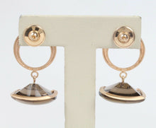 Load image into Gallery viewer, Retro French Denair 18K Rose Gold Smoky Quartz & Diamonds Dangling Earrings