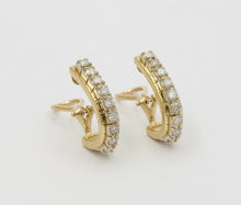 Load image into Gallery viewer, Vintage 14K Yellow Gold Diamond Omega Clip Earrings