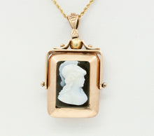 Load image into Gallery viewer, Victorian 10K Gold Onyx Sardonyx Spinning Locket Pendant Chain