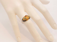 Load image into Gallery viewer, Citrine Blue Sapphires Cocktail Ring 14K White Yellow Gold Ring