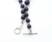 Load image into Gallery viewer, Meran Large Black Onyx Bead and 925 Sterling Silver Vintage Necklace