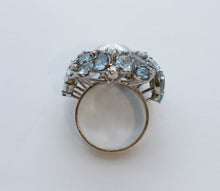 Load image into Gallery viewer, Large Aquamarine Diamonds 18K White Gold Statement Cocktail Ring