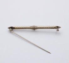 Load image into Gallery viewer, Antique 10K White Gold Art Deco Pearl Bar Brooch, Pin