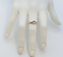 Load image into Gallery viewer, Unisex Amethyst and Diamonds 10K Yellow Gold Ring