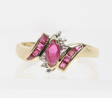 Load image into Gallery viewer, Vintage 10K Yellow Gold Ruby & Diamond Ring, Engagement RIng